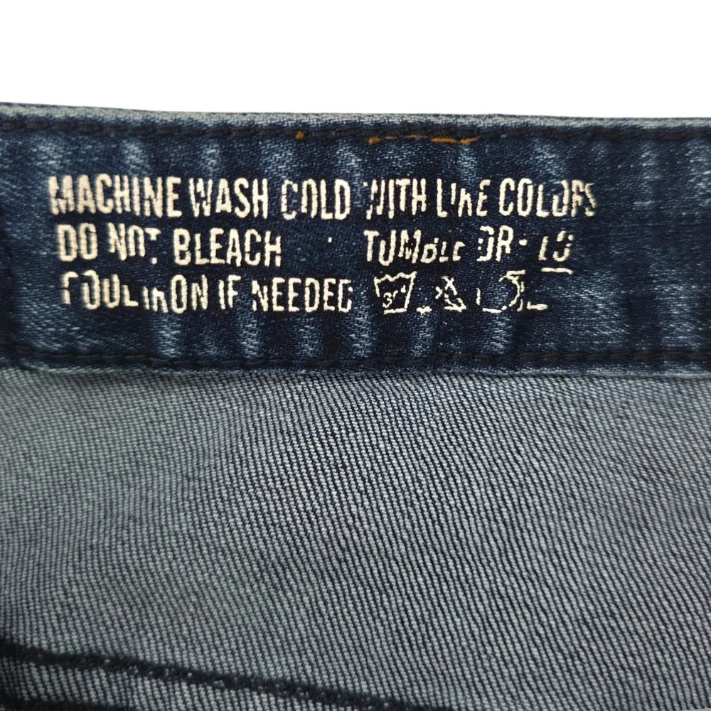 Smoke Rise Distressed Slim Straight Jeans Ripped Knee Moto Light Wash Y2K 34x34